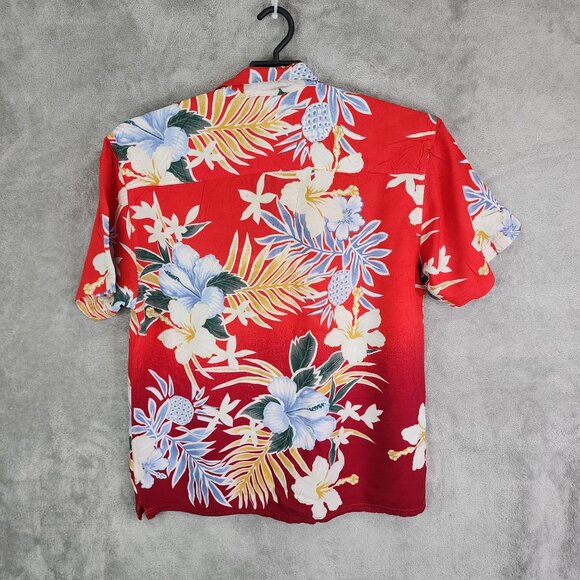 Mens Red Thums Up for Him Floral Hawaiian Shirt Button Down Short Sleeve Size L - Picture 4 of 7
